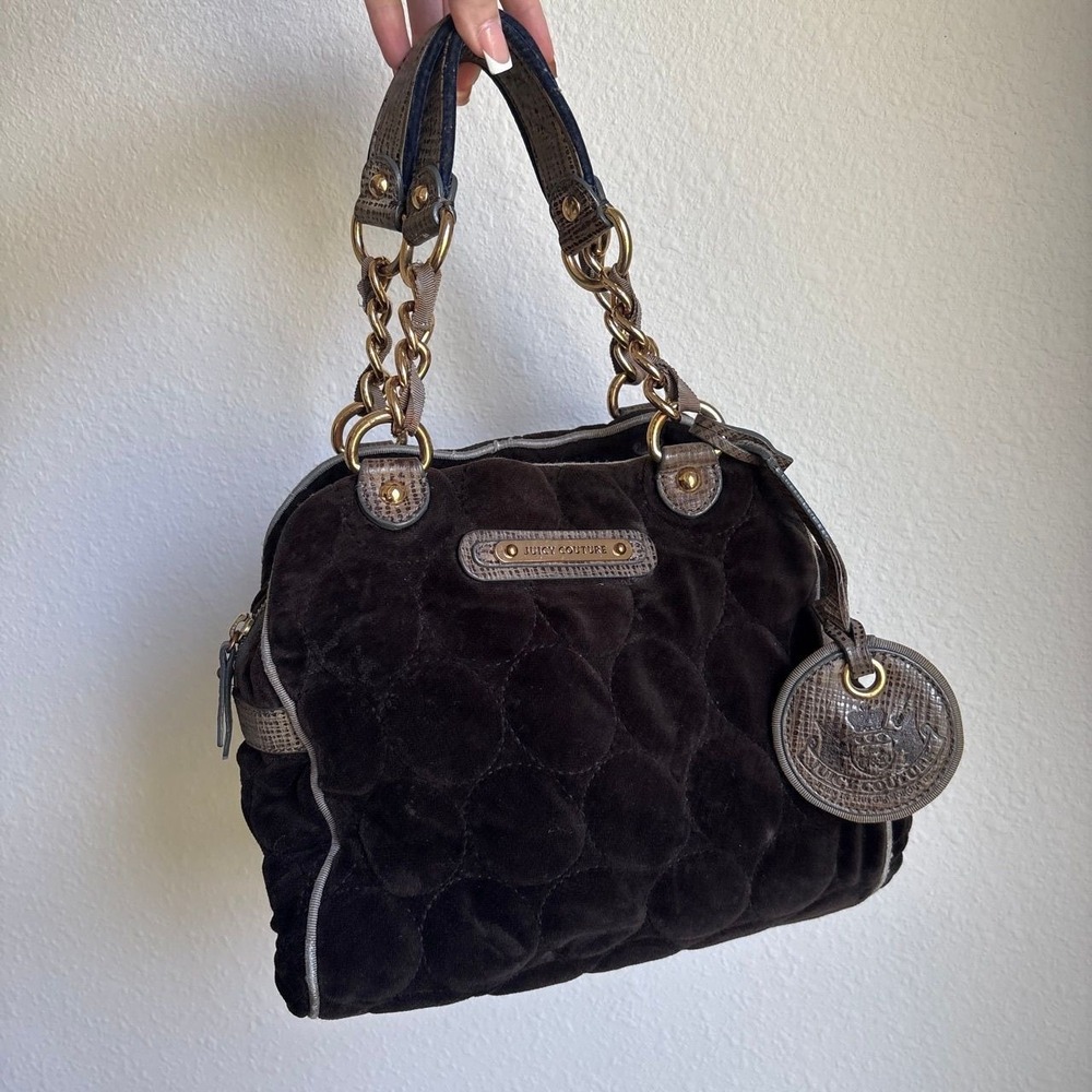 Juicy Couture Y2K Brown Suede Gold Hardware Handbag